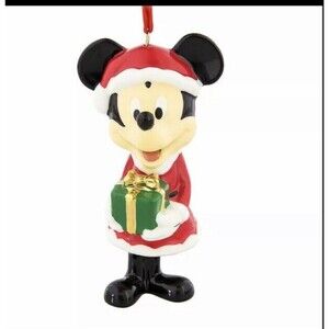 Disney Parks Santa Mickey Mouse Bell Porcelain Ornament New
